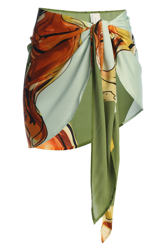 Green Tropical Print Golden Shores Wrap Sarong