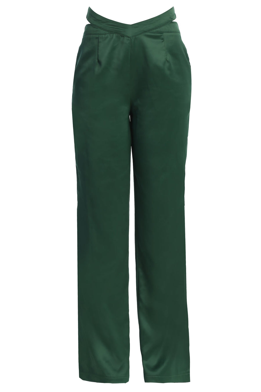 Green Joana Cutout Satin Trousers