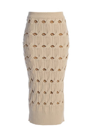 Beige Morgan Knit Maxi Skirt