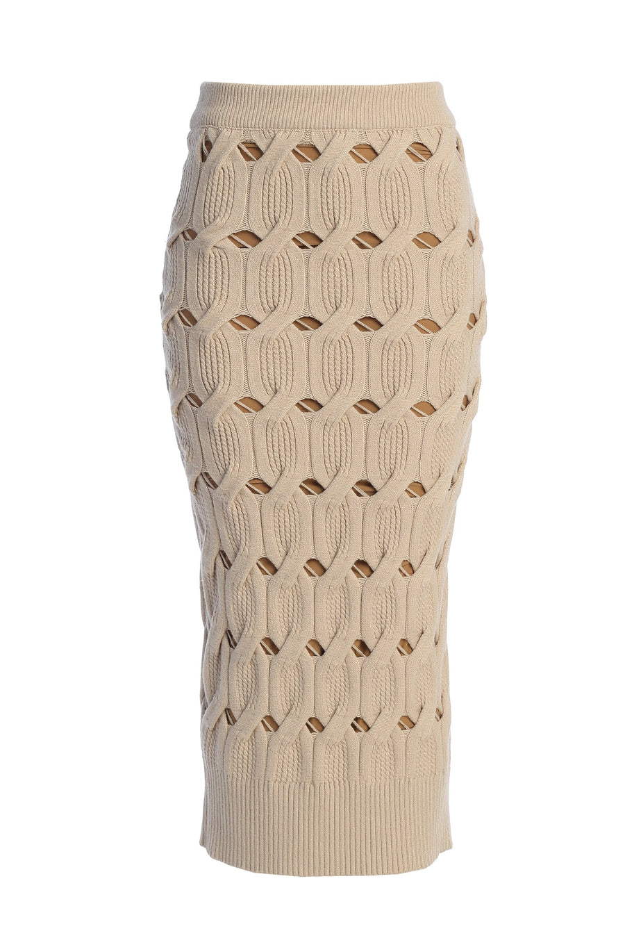Beige Morgan Knit Maxi Skirt