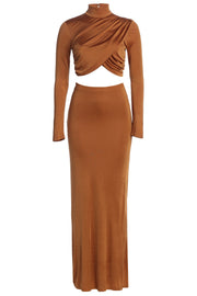 Copper Ultra High Waist Maxi Skirt