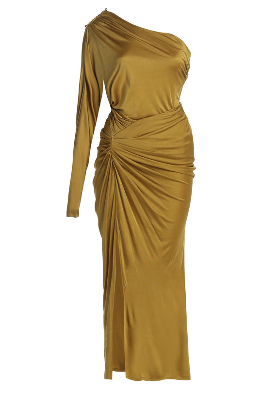 Lime Mira Drape Maxi Skirt