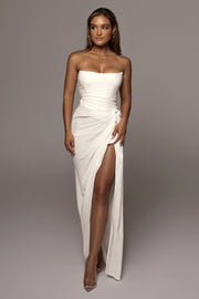 White Noelia Linen Slit Skirt