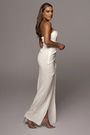 White Noelia Linen Slit Skirt