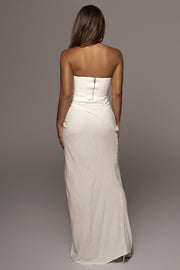 White Noelia Linen Slit Skirt