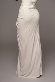 White Noelia Linen Slit Skirt