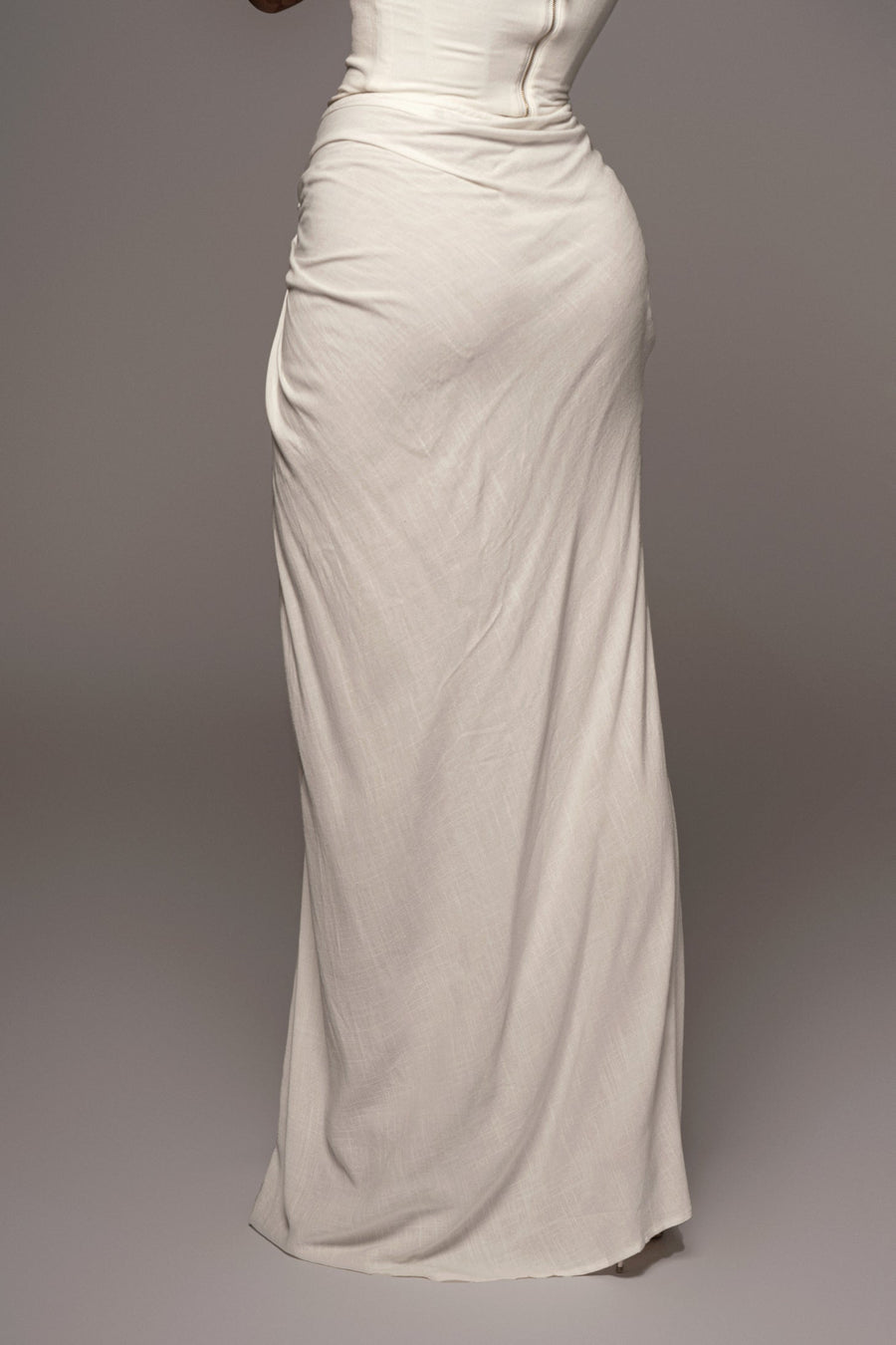 White Noelia Linen Slit Skirt