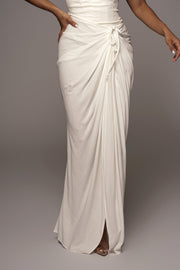 White Noelia Linen Slit Skirt