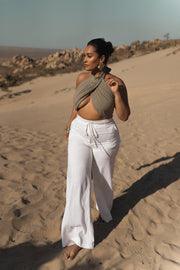 Off White Waverly Linen Trousers