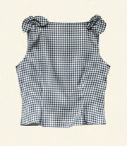 LIRIEL TOP -- NAVY VALENCIA GINGHAM