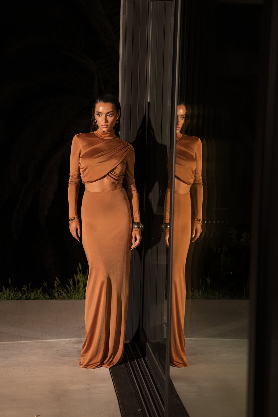 Copper Ultra High Waist Maxi Skirt