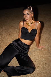 Black Deserae Satin Pants