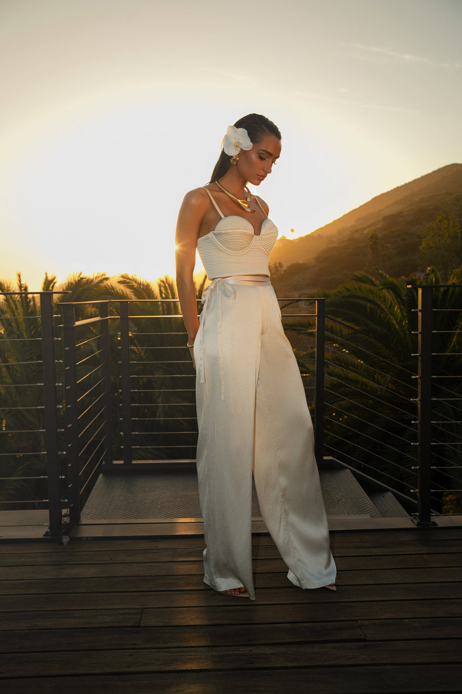 Champagne Deserae Satin Pants