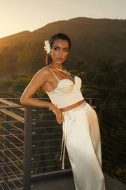 Champagne Deserae Satin Pants