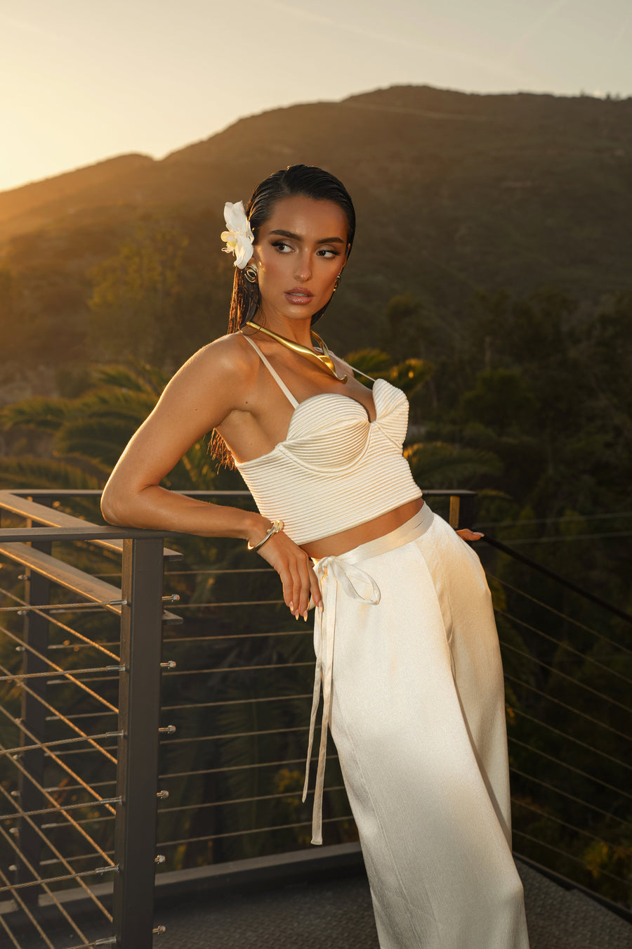 Champagne Deserae Satin Pants