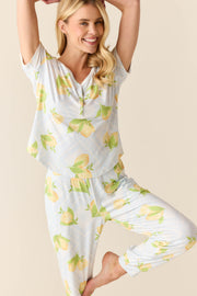 Nadia Cloud Jersey PJ Set in Lemon Spritz