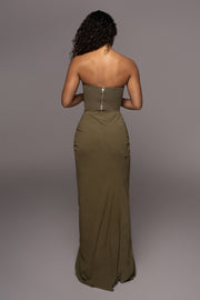 Olive Noelia Linen Slit Skirt