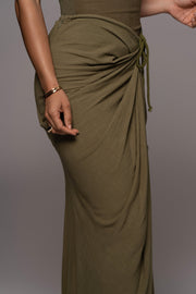 Olive Noelia Linen Slit Skirt