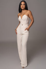Beige Thea Linen Pants