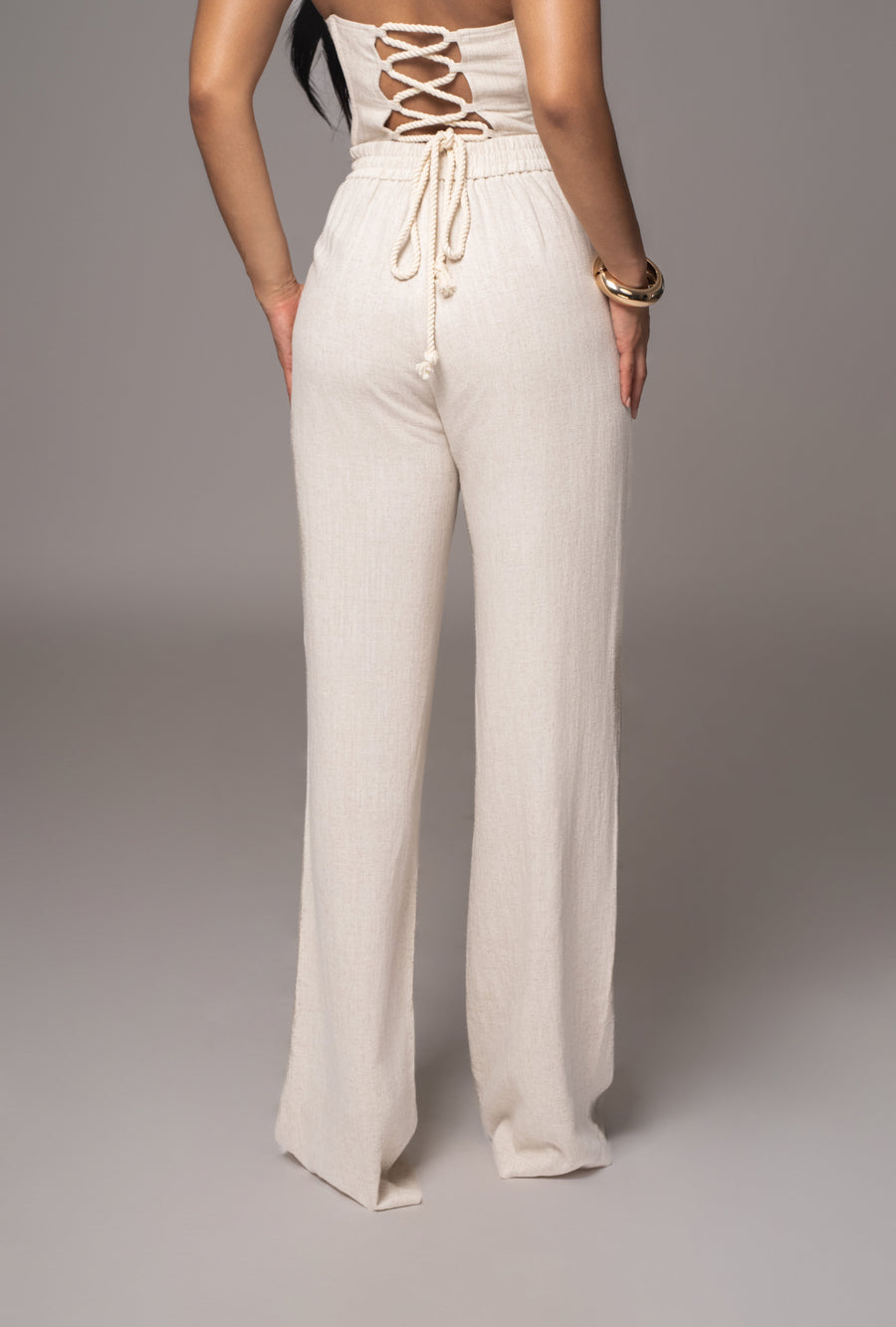 Beige Thea Linen Pants