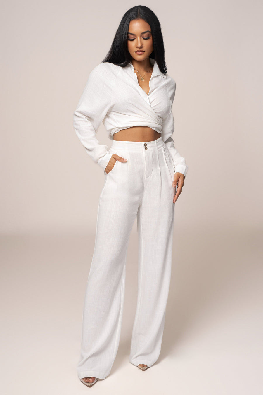 Ivory Thea Linen Pants