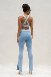 Denim/White Faya Ribbed Pants