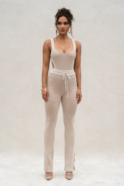 Taupe/White Faya Ribbed Pants