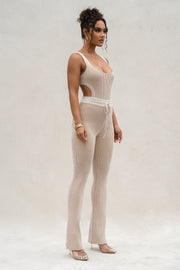 Taupe/White Faya Ribbed Pants