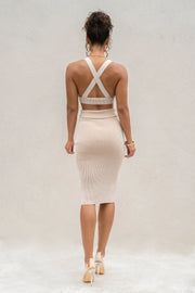 Taupe/White Over The Top Skirt