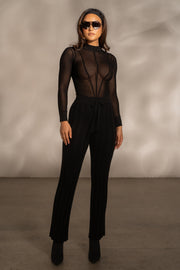 Black Darcey Ribbed Pants