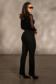 Black Darcey Ribbed Pants