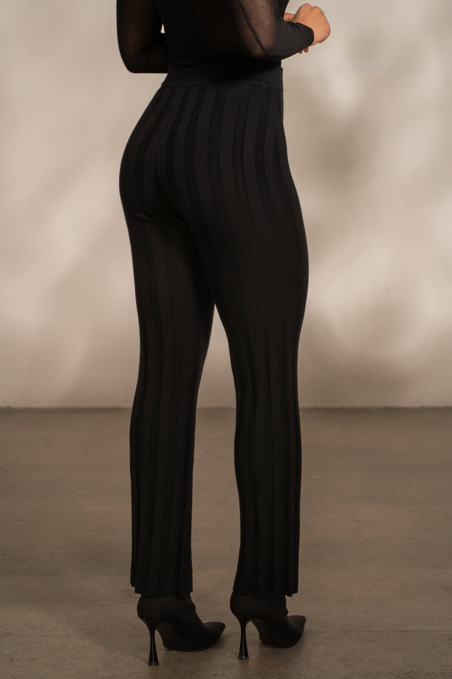 Black Darcey Ribbed Pants