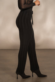 Black Darcey Ribbed Pants