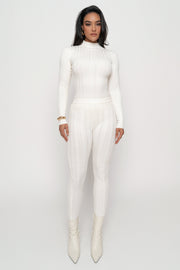 Ivory Ribbed High Waist Leggings
