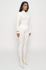 Ivory Ribbed High Waist Leggings