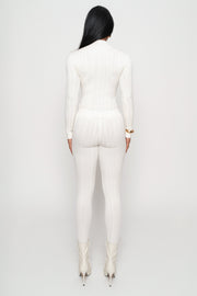 Ivory Ribbed High Waist Leggings