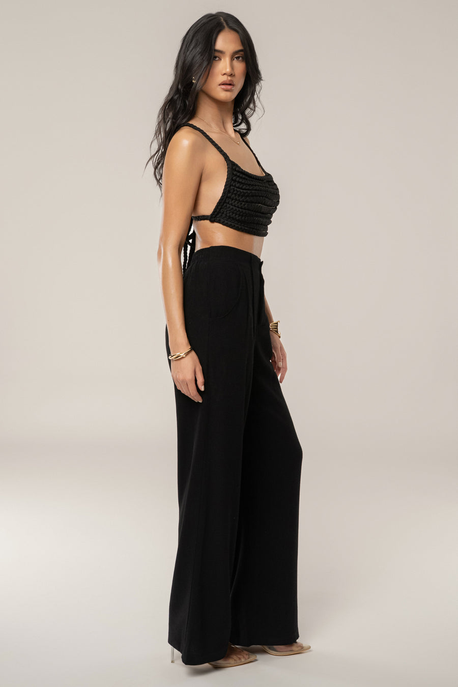 Black Thea Linen Pants