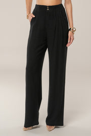 Black Thea Linen Pants