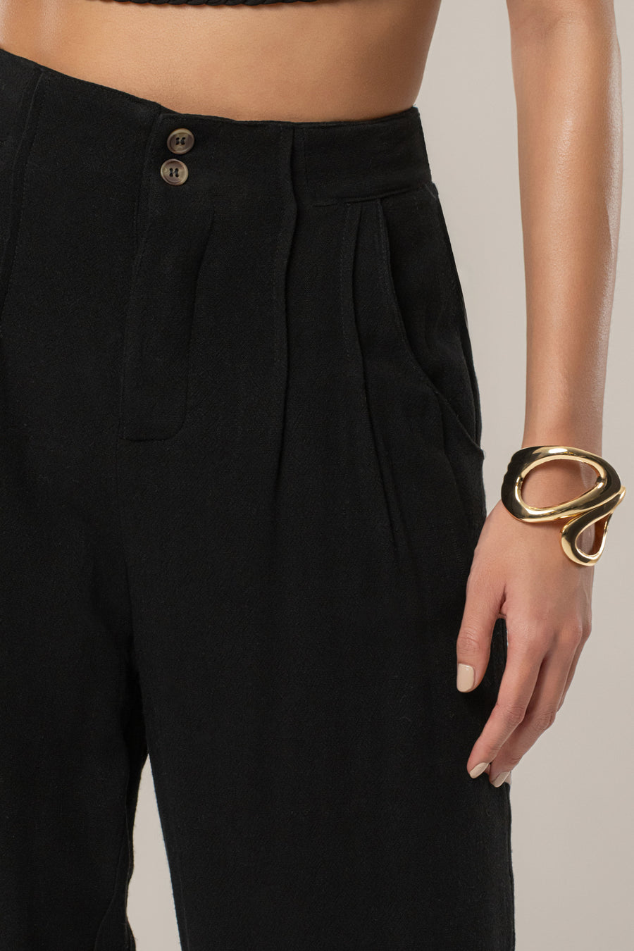 Black Thea Linen Pants