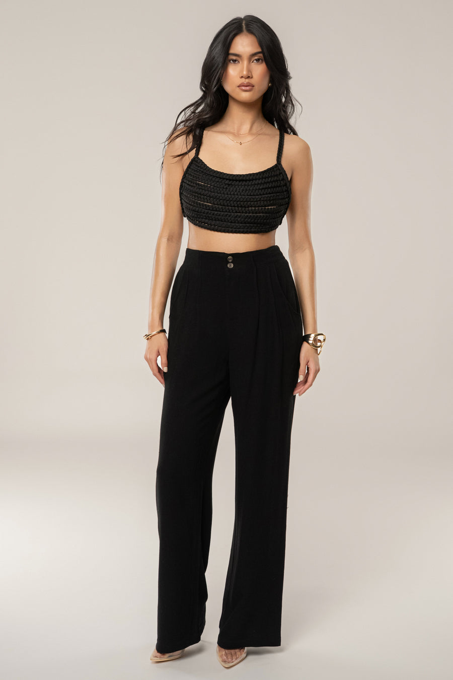 Black Thea Linen Pants