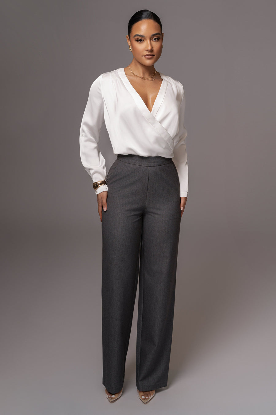 Grey Status Belted Pants