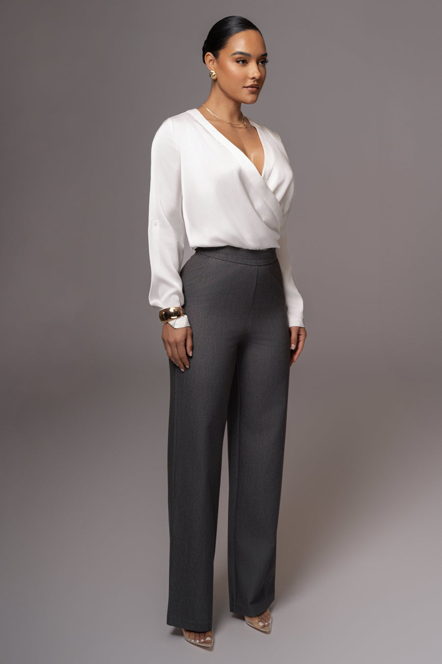 Grey Status Belted Pants