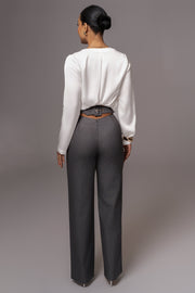 Grey Status Belted Pants