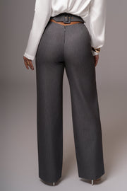 Grey Status Belted Pants