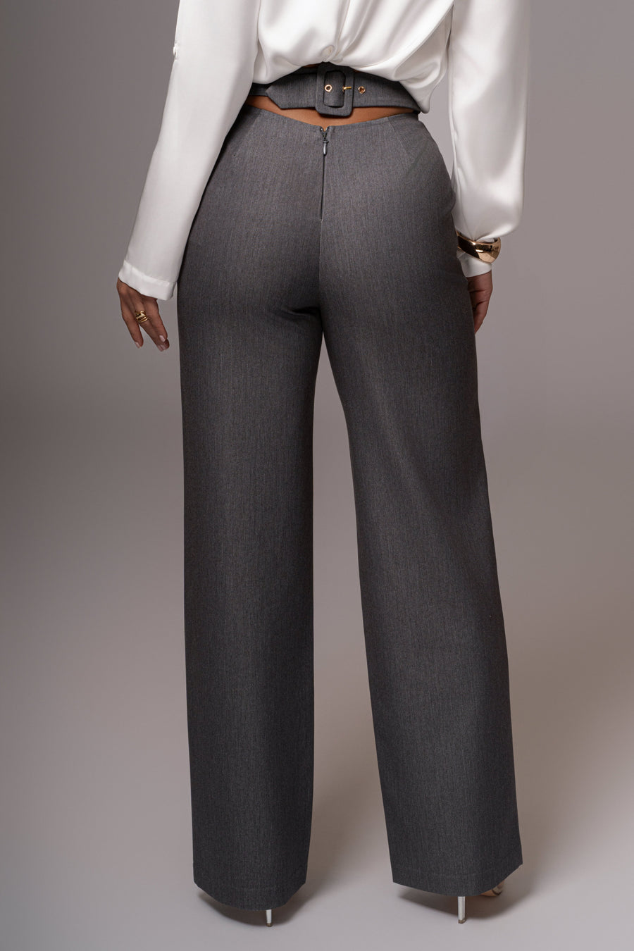 Grey Status Belted Pants