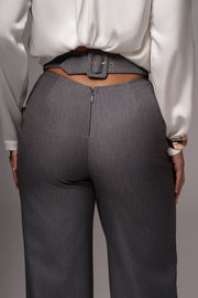 Grey Status Belted Pants