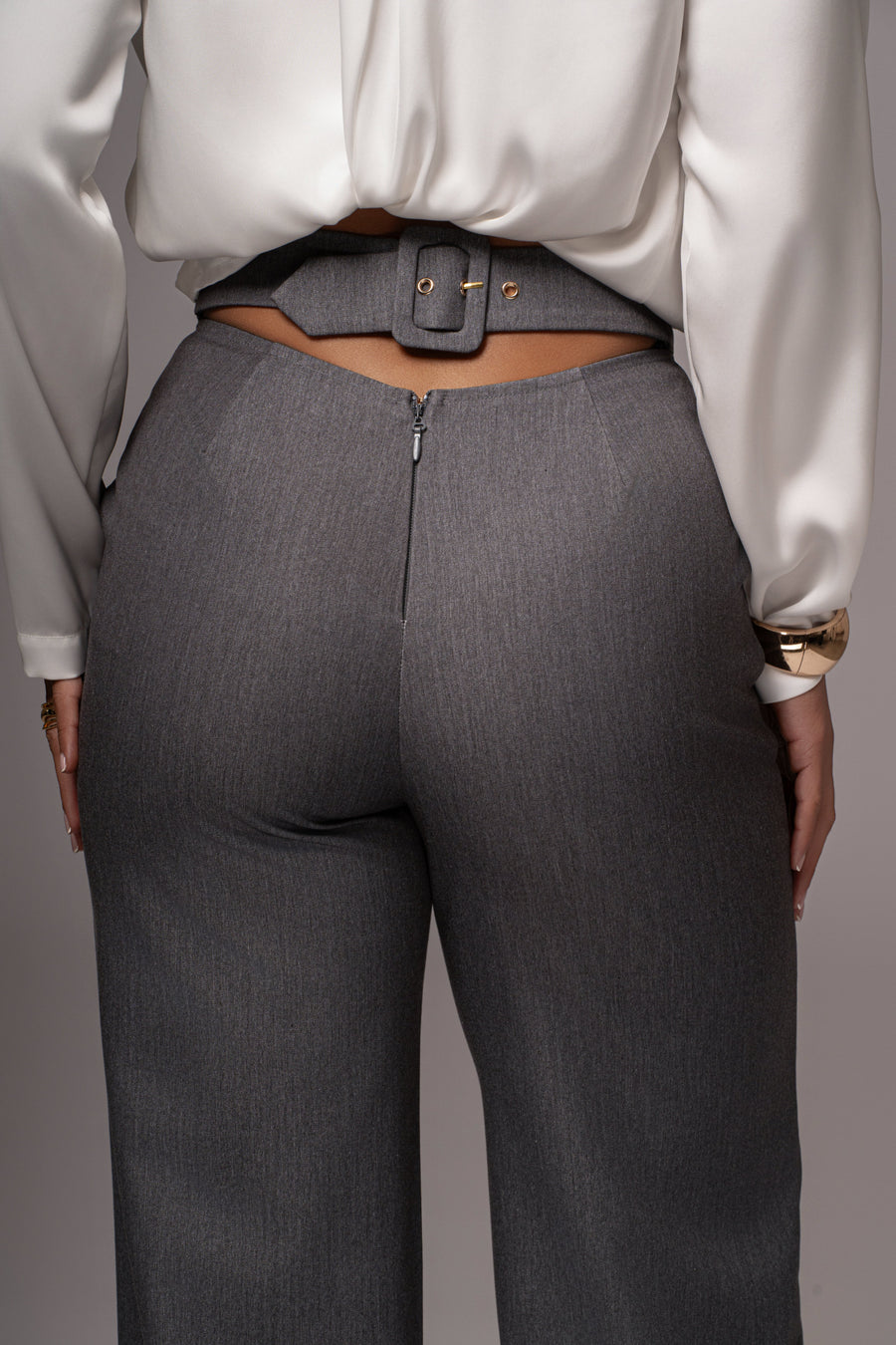 Grey Status Belted Pants