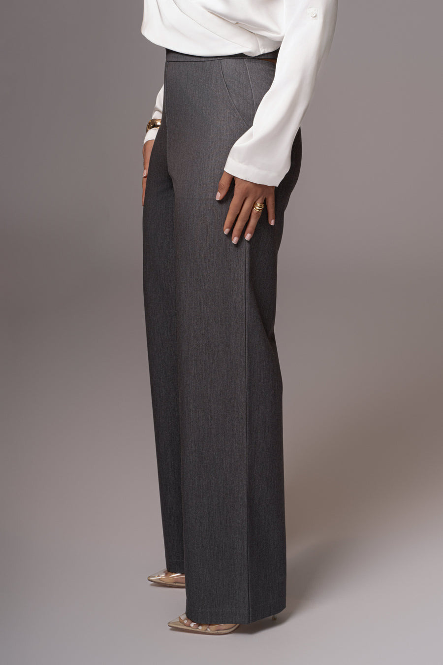 Grey Status Belted Pants