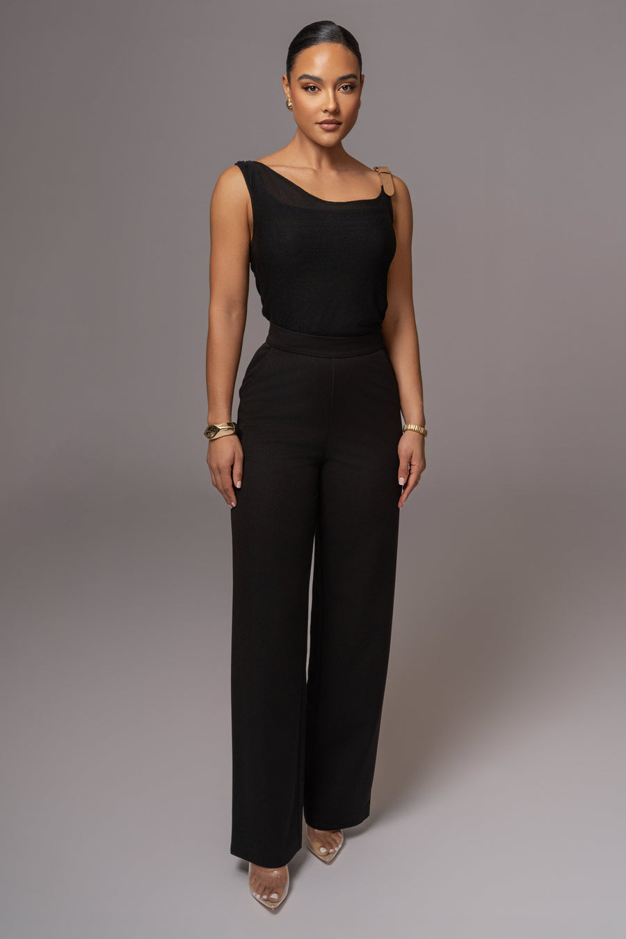 Black Status Belted Pants
