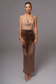 Chocolate Nora Satin Maxi Skirt